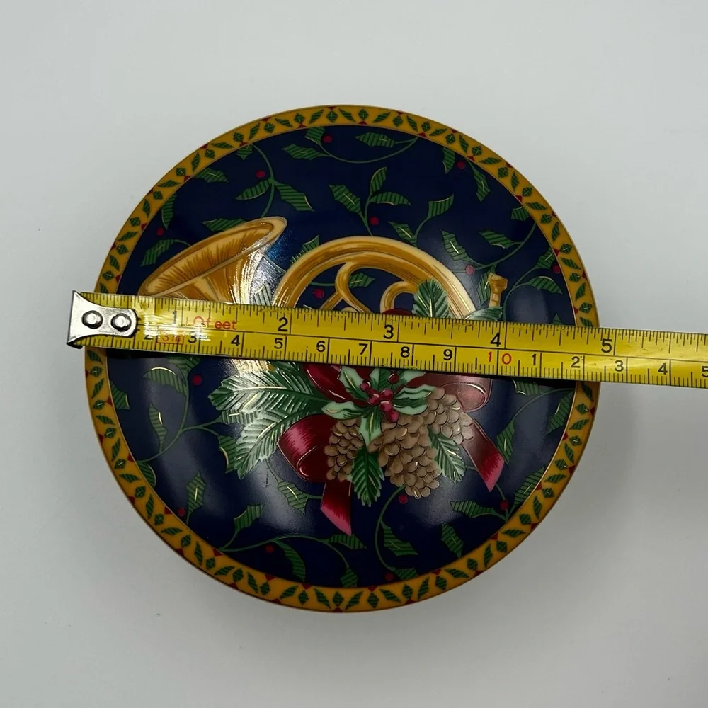 Vtg Mikasa Holiday Music Christmas Trinket Box Porcelain Candy Dish w/Lid Japan